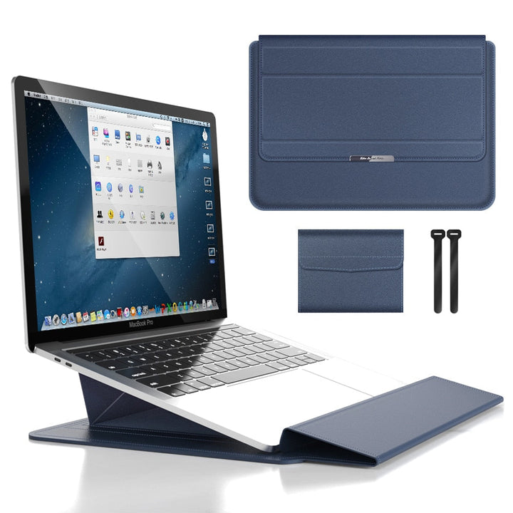 Laptop Sleeve Case with Stand and Accessory Storage Pouch Waterproof