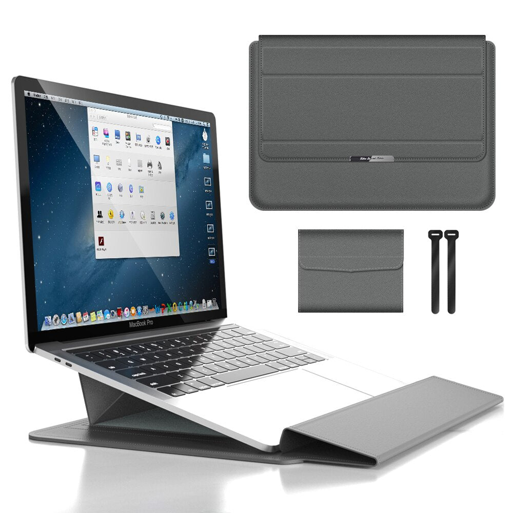 Laptop Sleeve Case with Stand and Accessory Storage Pouch Waterproof