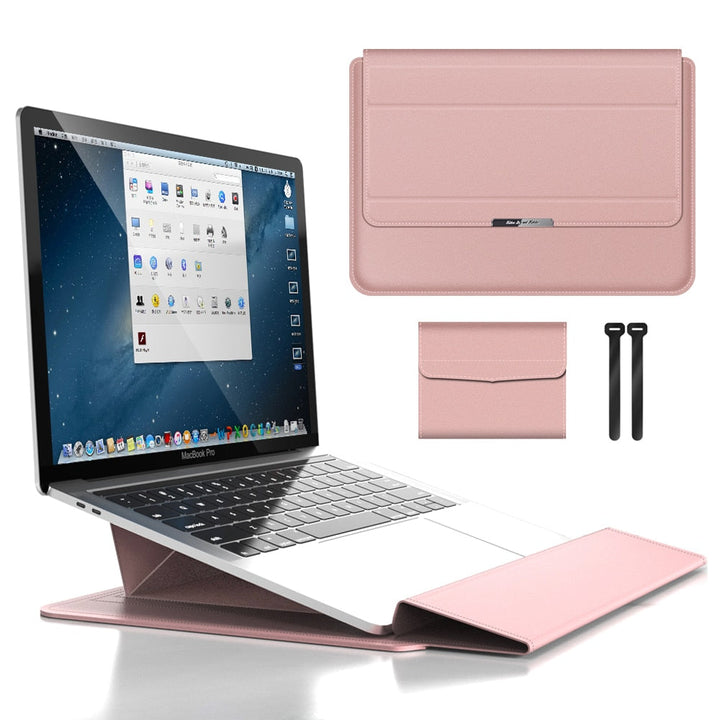 Laptop Sleeve Case with Stand and Accessory Storage Pouch Waterproof
