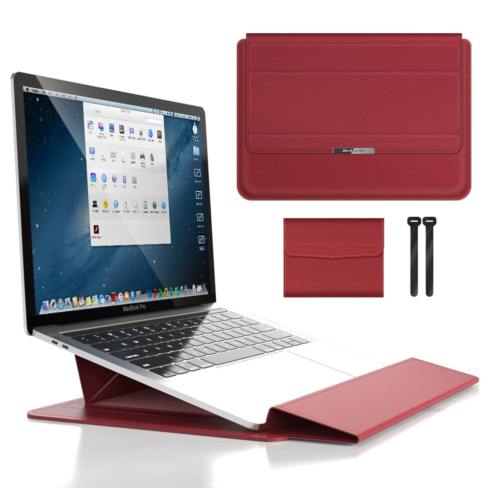 Laptop Sleeve Case with Stand and Accessory Storage Pouch Waterproof