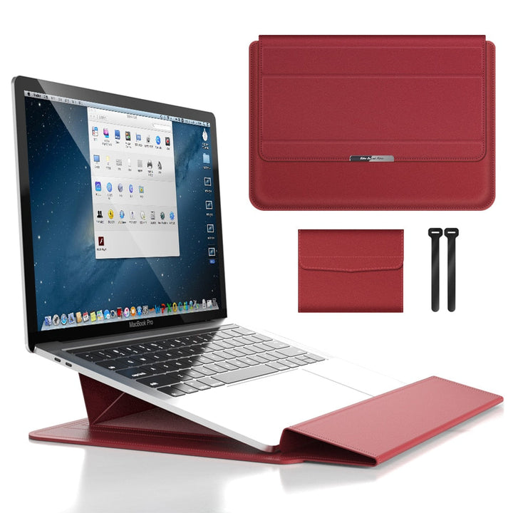Laptop Sleeve Case with Stand and Accessory Storage Pouch Waterproof