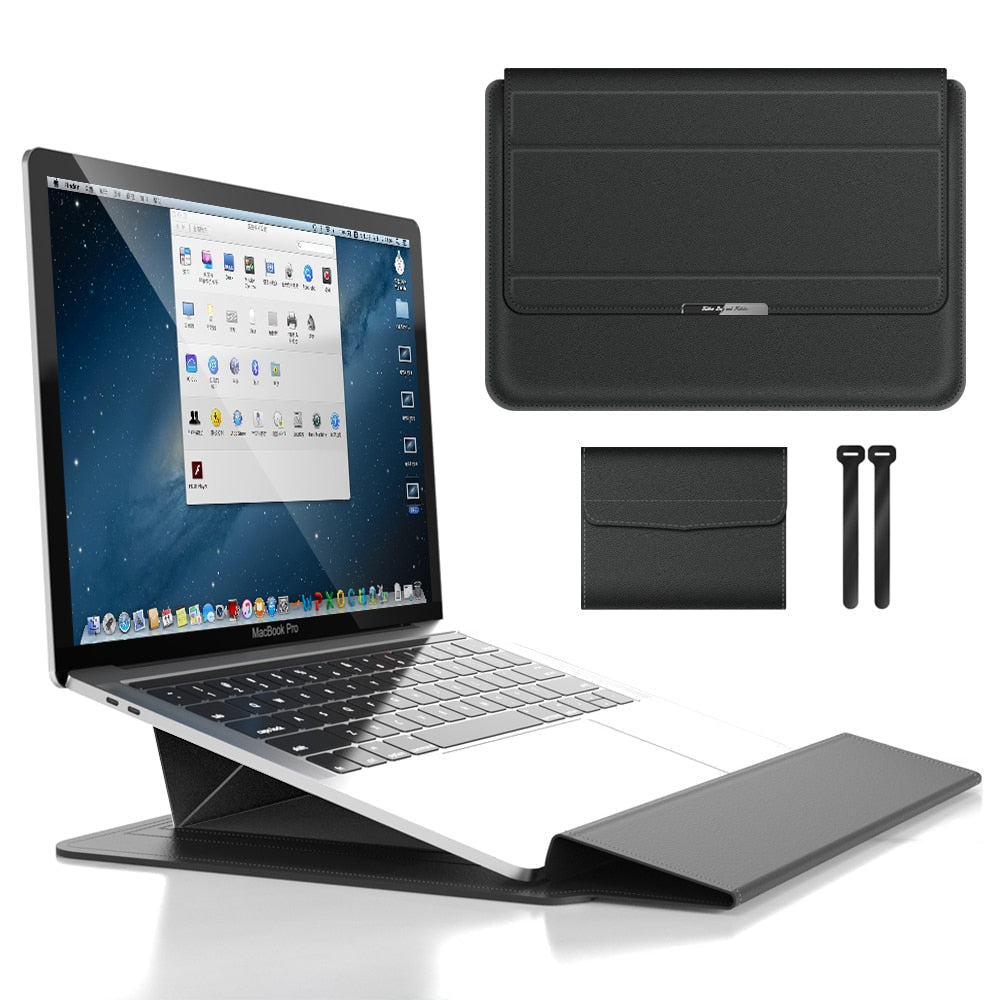 Laptop Sleeve Case with Stand and Accessory Storage Pouch Waterproof