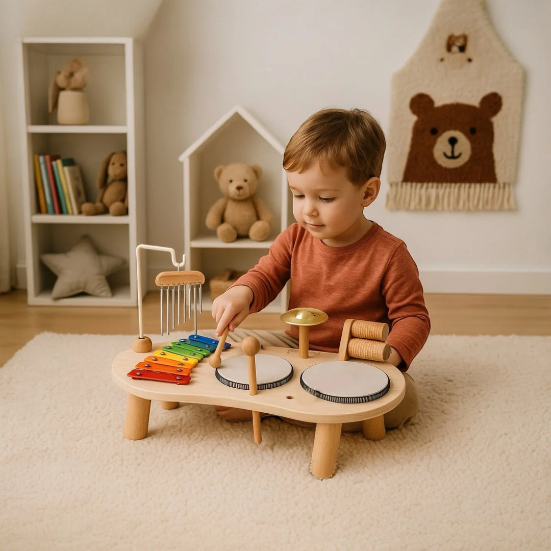 Montessori Music Activity Table with Sound and Rhythm Instruments Toy