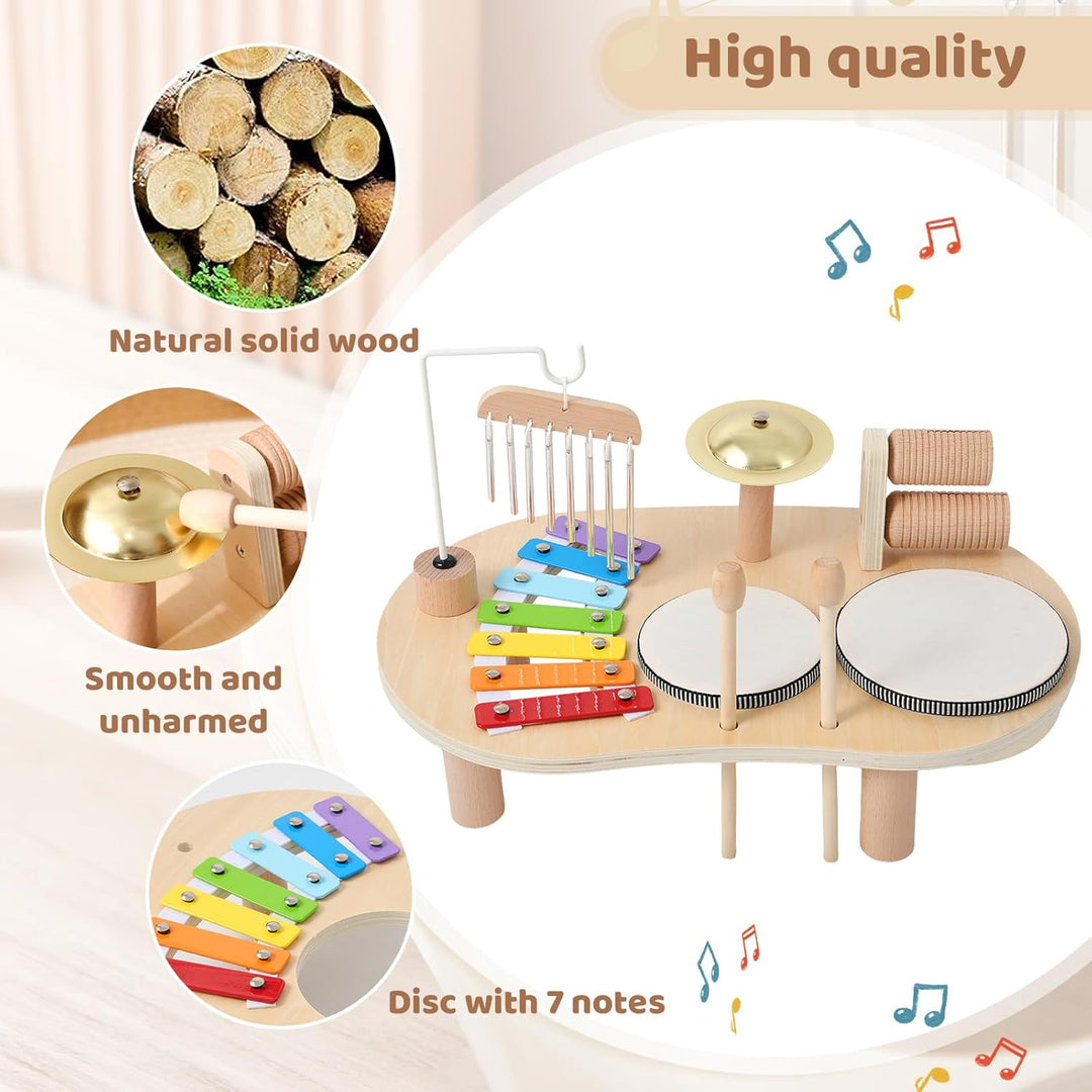 Montessori Music Activity Table with Sound and Rhythm Instruments Toy