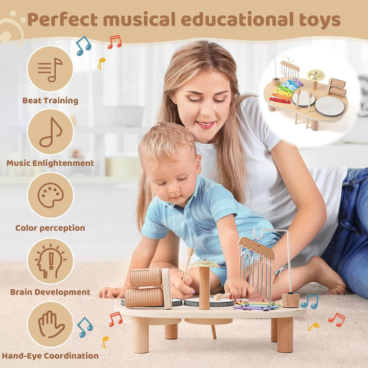 Montessori Music Activity Table with Sound and Rhythm Instruments Toy