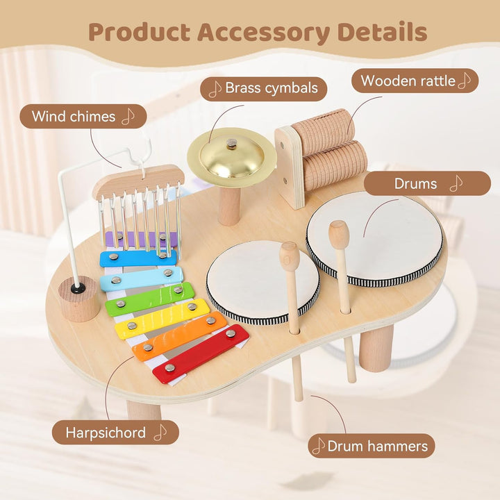 Montessori Music Activity Table with Sound and Rhythm Instruments Toy