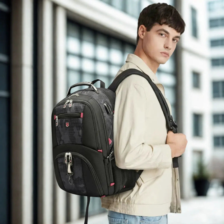 Laptop Backpack Waterproof USB Charging Port Multifunctional Design