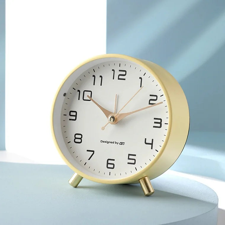 Square Analog Quartz Silent Table Clock Scandinavian Design