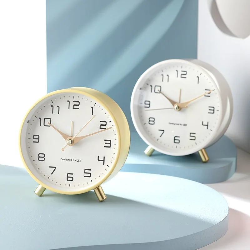 Square Analog Quartz Silent Table Clock Scandinavian Design