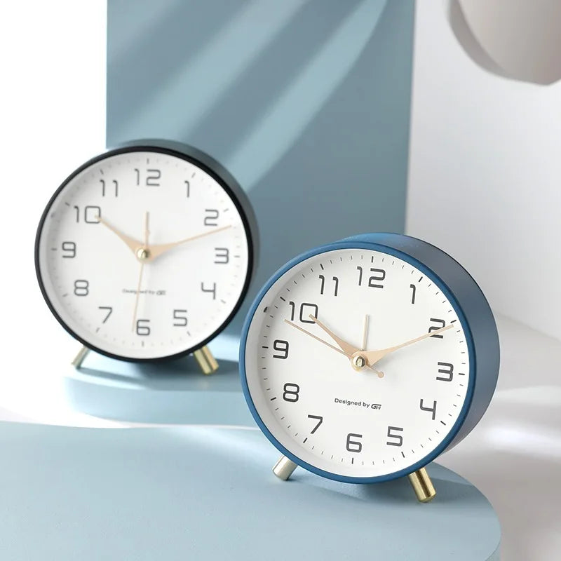 Square Analog Quartz Silent Table Clock Scandinavian Design