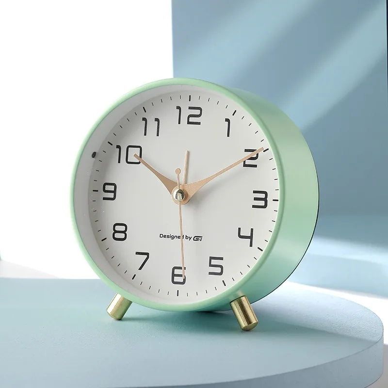Square Analog Quartz Silent Table Clock Scandinavian Design