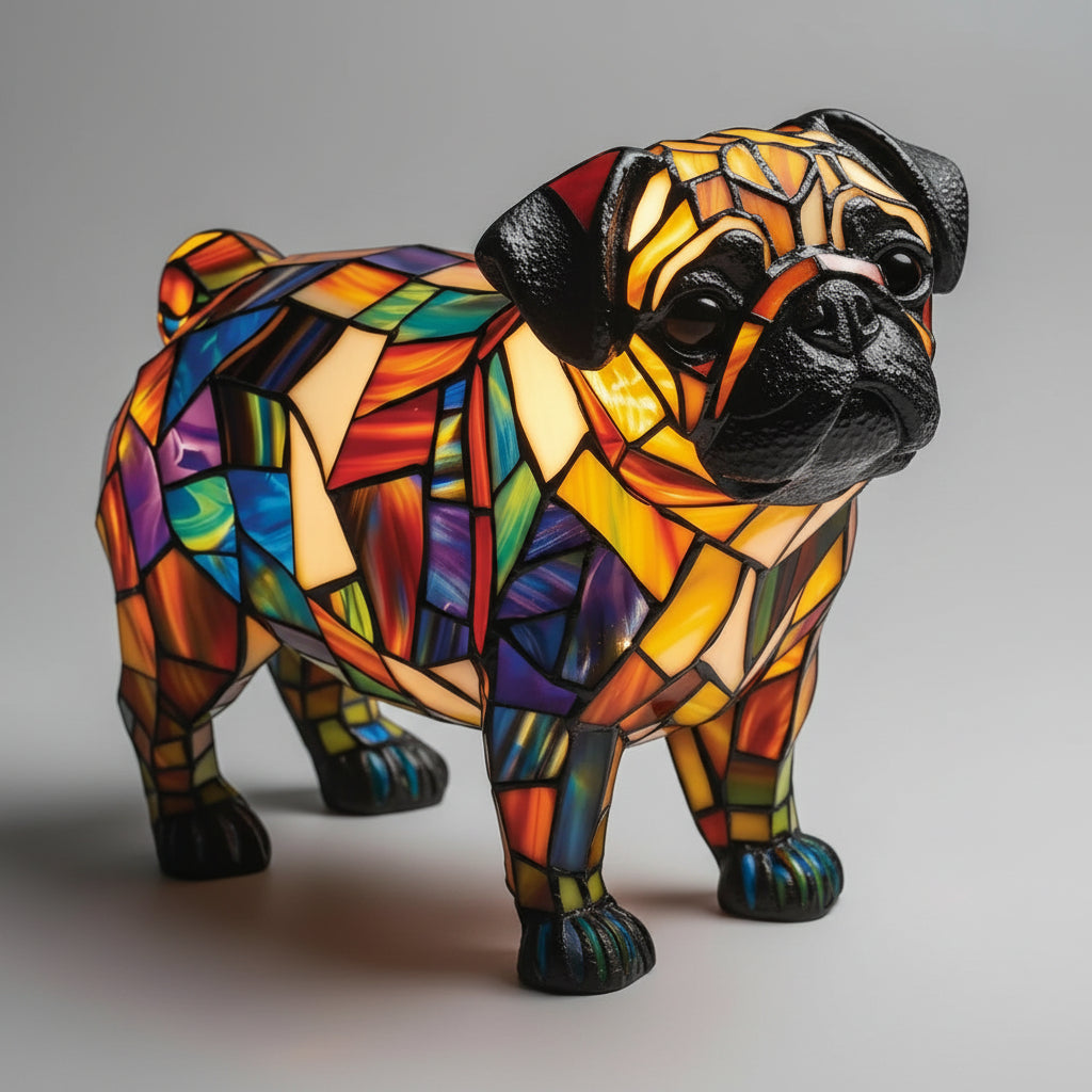 Dog Shape LED Table Lamp Stained Glass Style Night Light