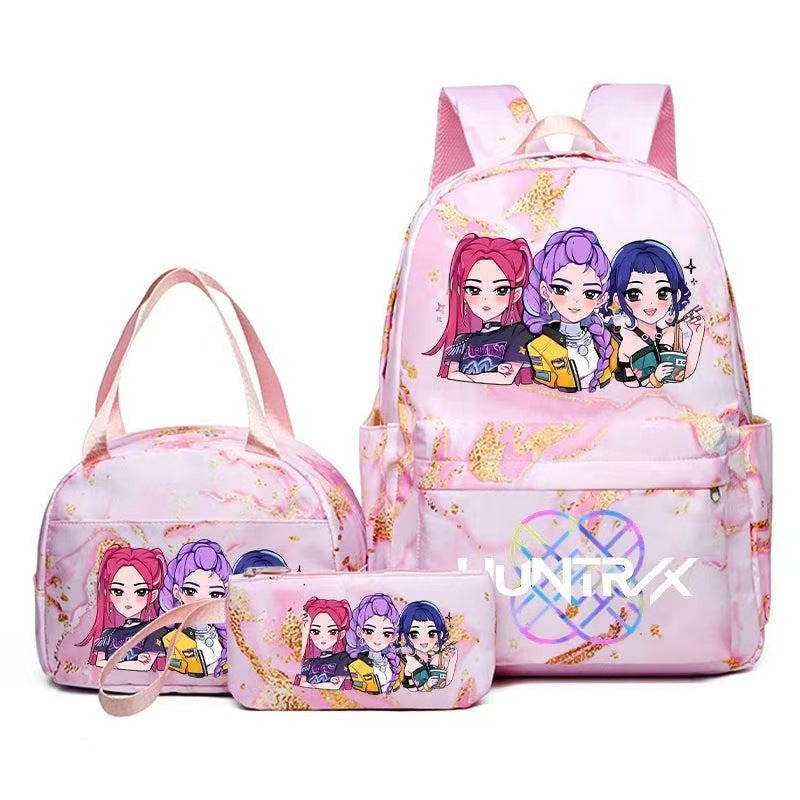 KPop Demon Hunters 3-Piece School Backpack Set with Lunch Bag and Pencil Case