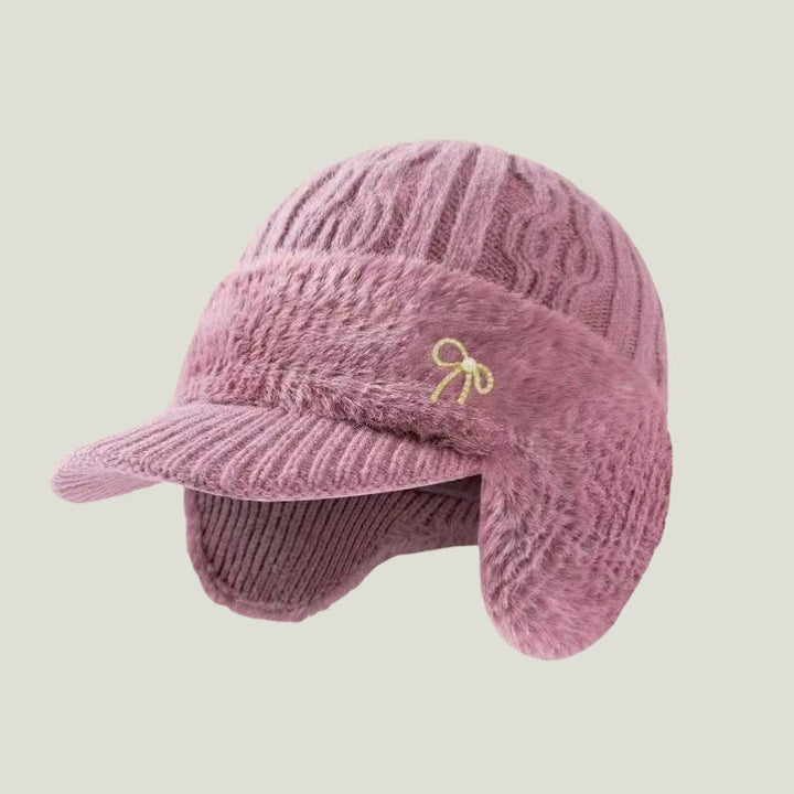 Winter Trapper Hat with Ear Flaps and Visor Knit Cap