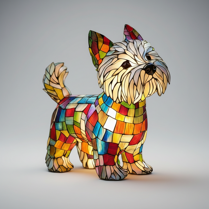 Dog Shape LED Table Lamp Stained Glass Style Night Light