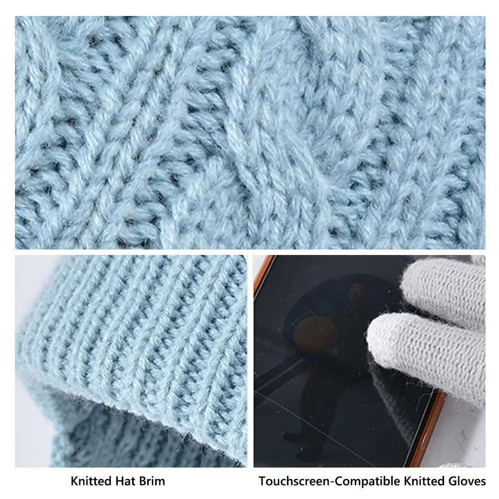 Kids Winter Hat Scarf and Gloves Set with Ear Warmer and Neck Warmer Accessories