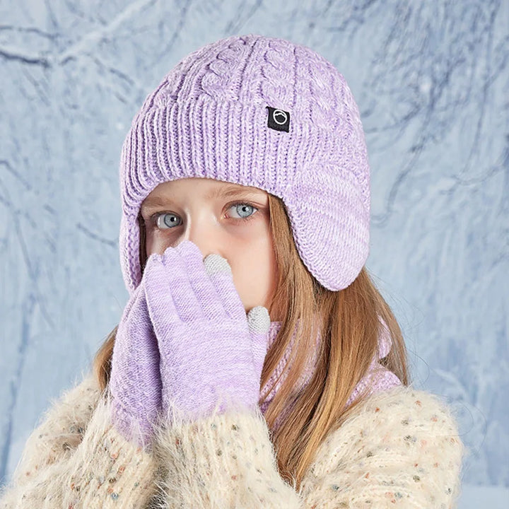 Kids Winter Hat Scarf and Gloves Set with Ear Warmer and Neck Warmer Accessories