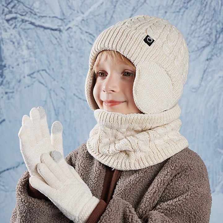 Kids Winter Hat Scarf and Gloves Set with Ear Warmer and Neck Warmer Accessories
