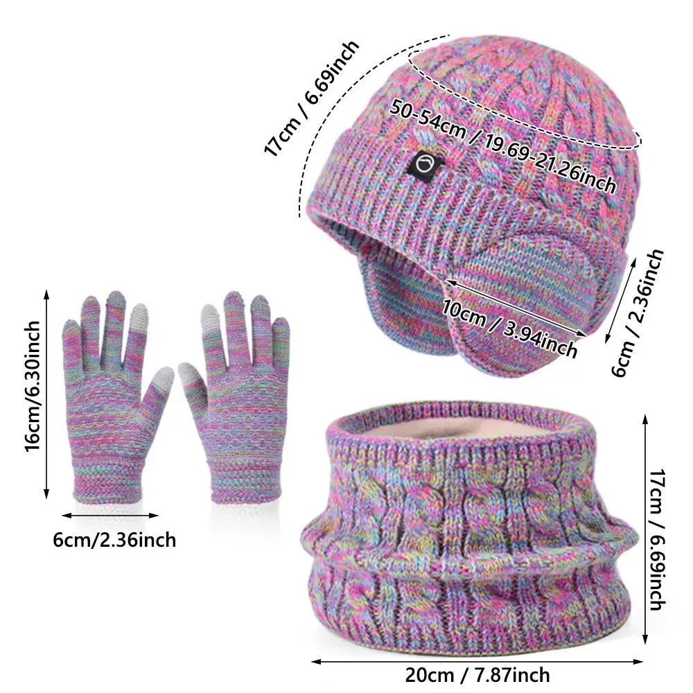 Kids Winter Hat Scarf and Gloves Set with Ear Warmer and Neck Warmer Accessories