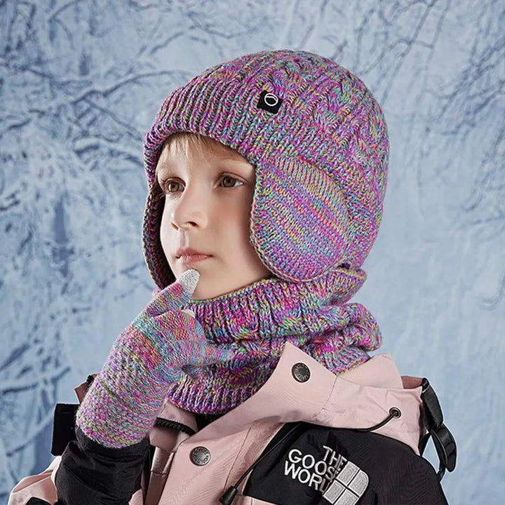 Kids Winter Hat Scarf and Gloves Set with Ear Warmer and Neck Warmer Accessories