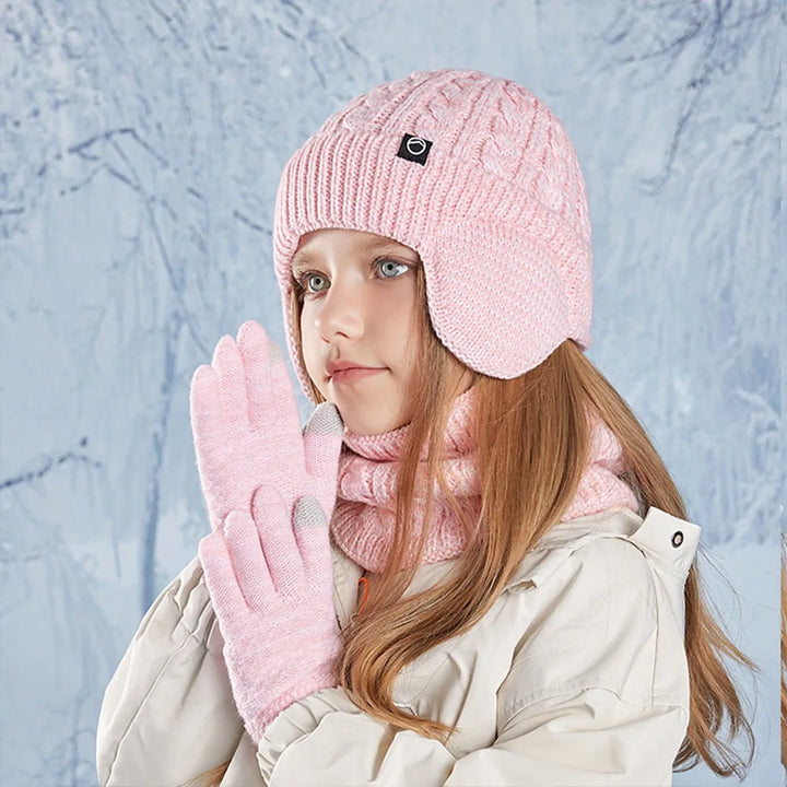 Kids Winter Hat Scarf and Gloves Set with Ear Warmer and Neck Warmer Accessories