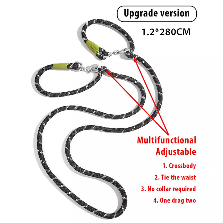 Hands Free Adjustable Dog Leash with Waist Belt Attachment