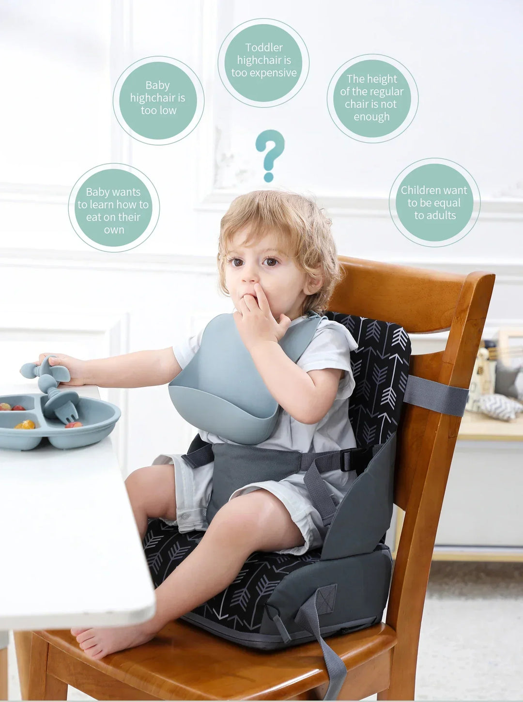 Portable Foldable Baby High Chair with Cushion Seat