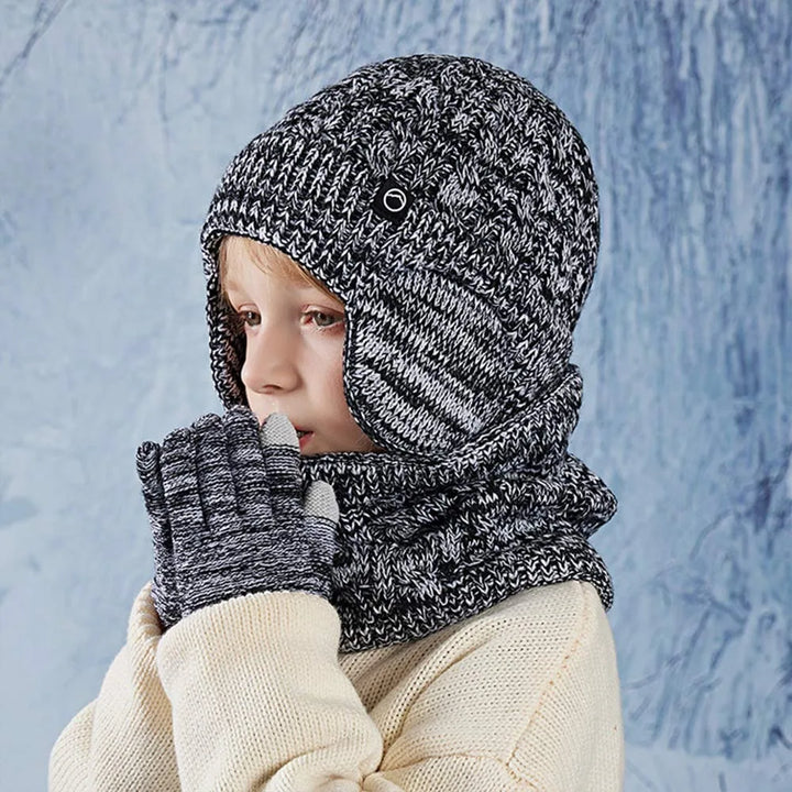 Kids Winter Hat Scarf and Gloves Set with Ear Warmer and Neck Warmer Accessories