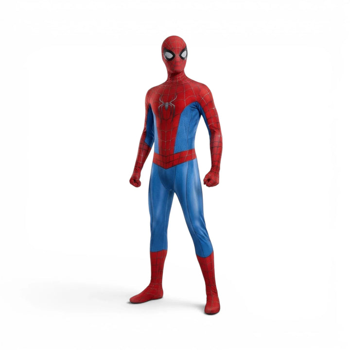Spiderman Costume Red Blue Jumpsuit Kids Adults Halloween Cosplay