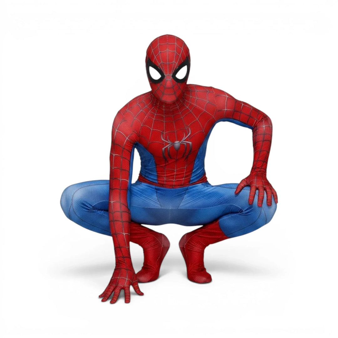 Spiderman Costume Red Blue Jumpsuit Kids Adults Halloween Cosplay