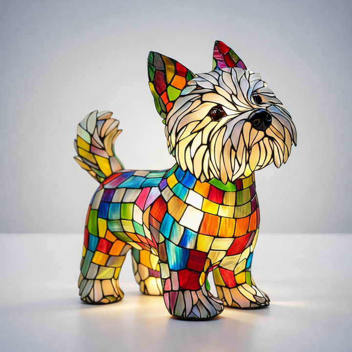 Dog Shape LED Table Lamp Stained Glass Style Night Light
