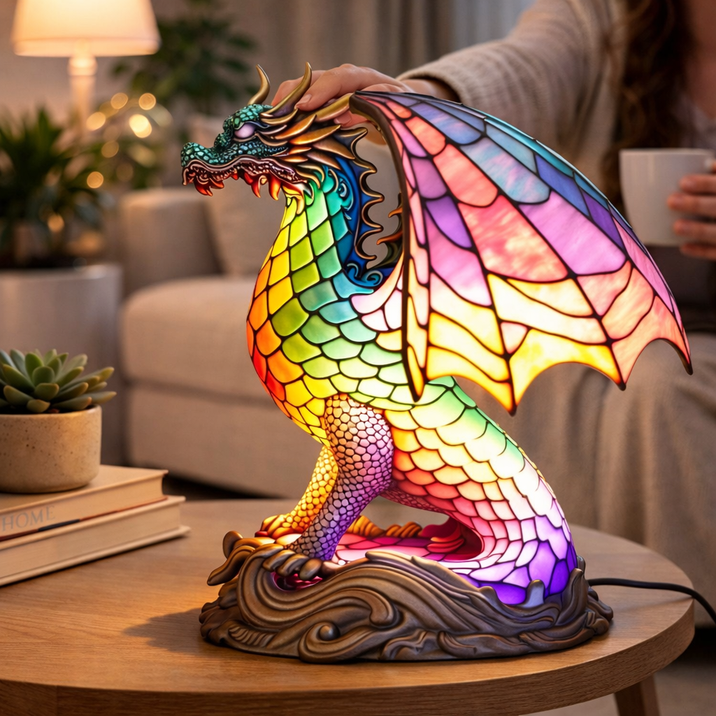 Stained Glass Animal Table Lamp LED Accent Light