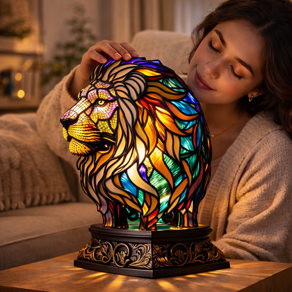 Stained Glass Animal Table Lamp LED Accent Light