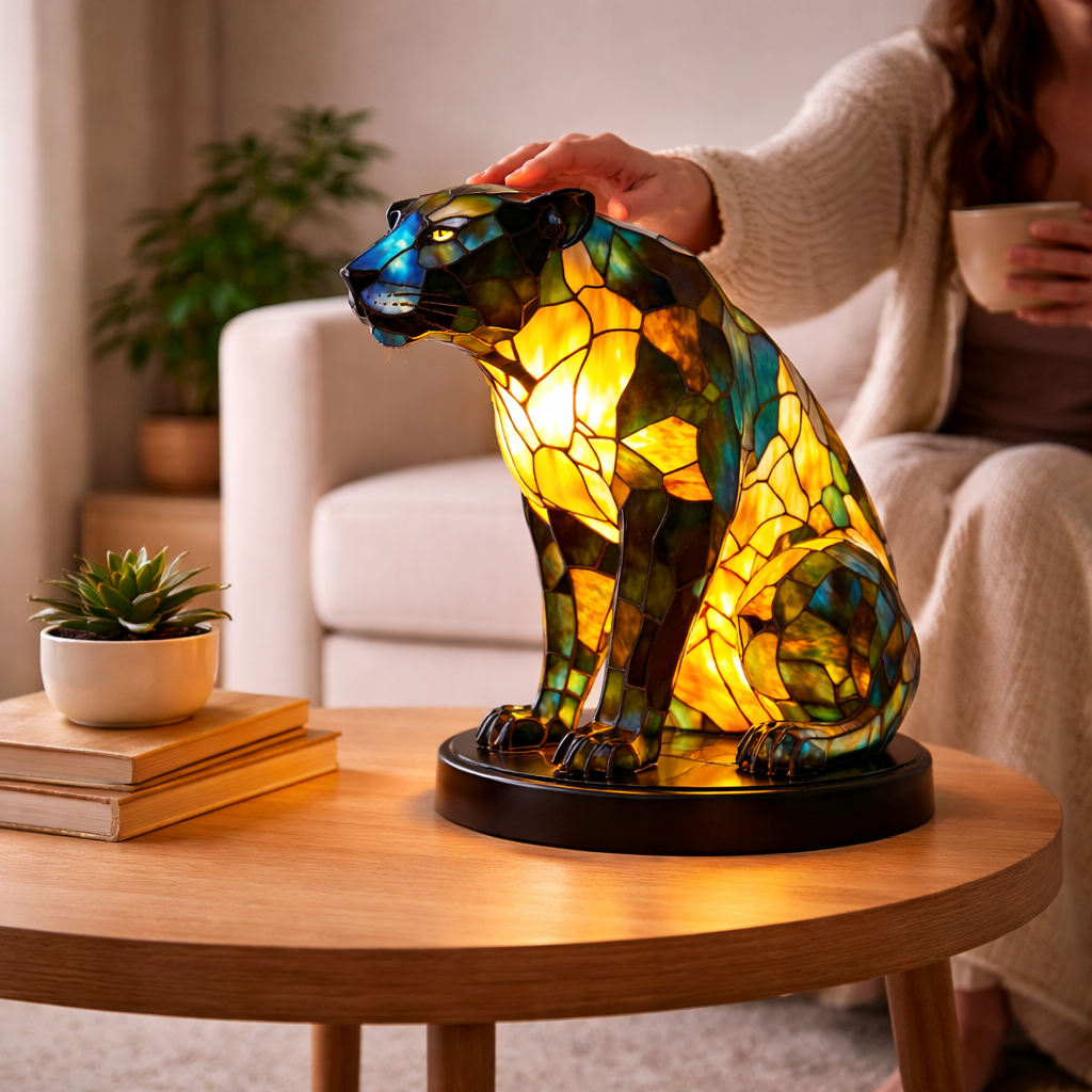 Stained Glass Animal Table Lamp LED Accent Light