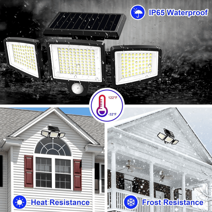 Solar Motion Sensor LED Security Light 3-Head Outdoor IP65