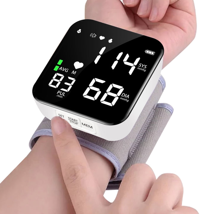 Automatic Wrist Blood Pressure Monitor with Adjustable Cuff Large LCD Display