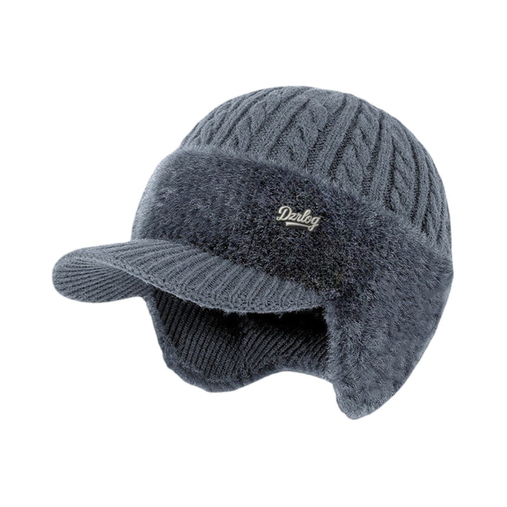 Winter Trapper Hat with Ear Flaps and Visor Knit Cap