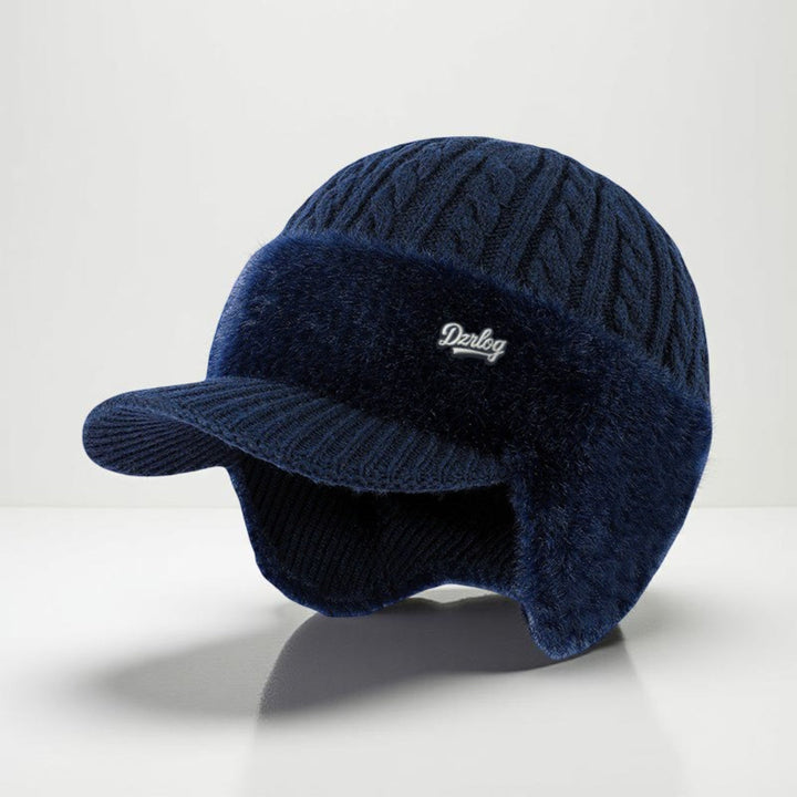 Winter Trapper Hat with Ear Flaps and Visor Knit Cap