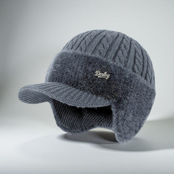 Winter Trapper Hat with Ear Flaps and Visor Knit Cap