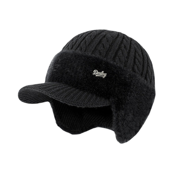 Winter Trapper Hat with Ear Flaps and Visor Knit Cap