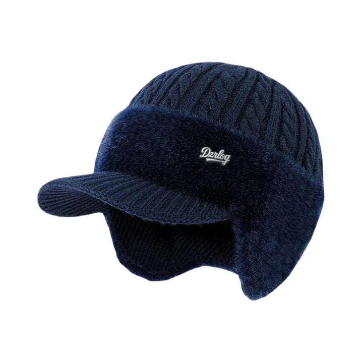 Winter Trapper Hat with Ear Flaps and Visor Knit Cap