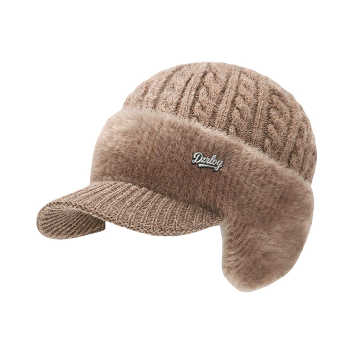 Winter Trapper Hat with Ear Flaps and Visor Knit Cap