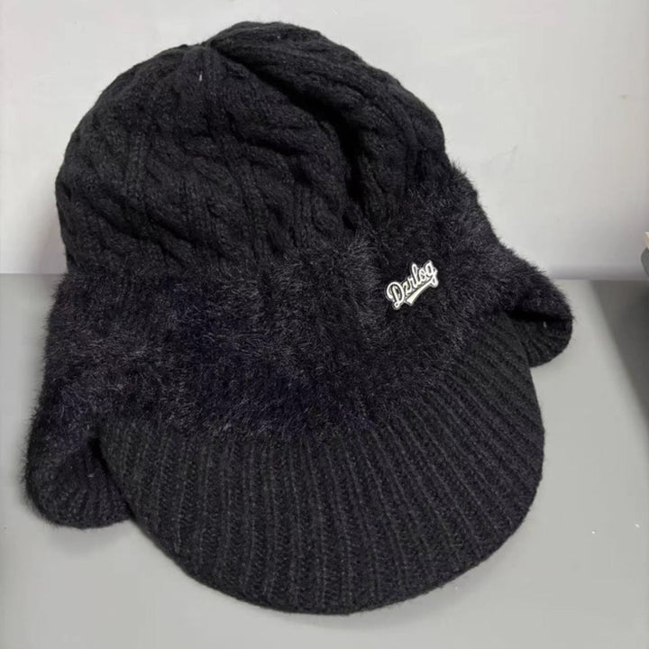 Winter Trapper Hat with Ear Flaps and Visor Knit Cap