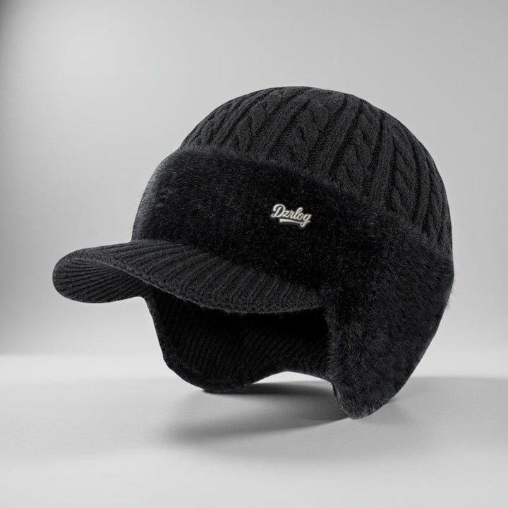 Winter Trapper Hat with Ear Flaps and Visor Knit Cap