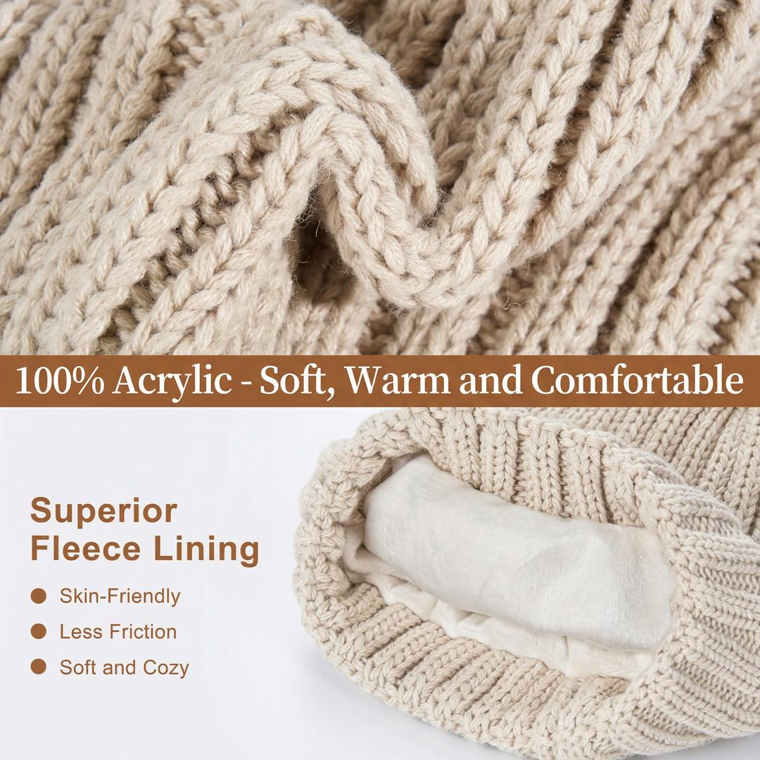 3 Piece Winter Knit Hat Scarf and Touchscreen Gloves Set