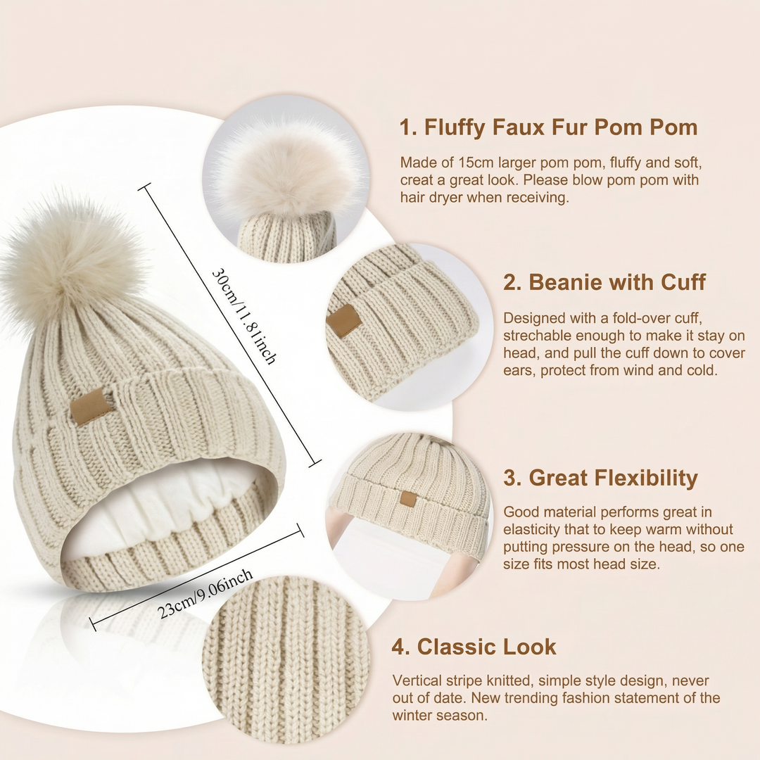 3 Piece Winter Knit Hat Scarf and Touchscreen Gloves Set