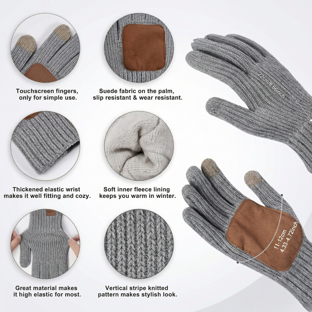 3 Piece Winter Knit Hat Scarf and Touchscreen Gloves Set