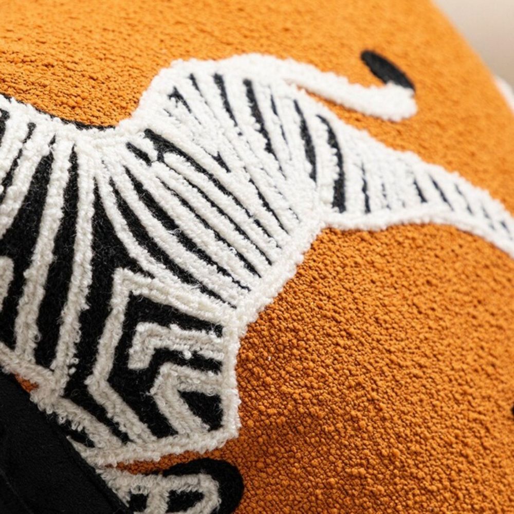 Square Embroidered Cushion Cover Zebra Dash Design