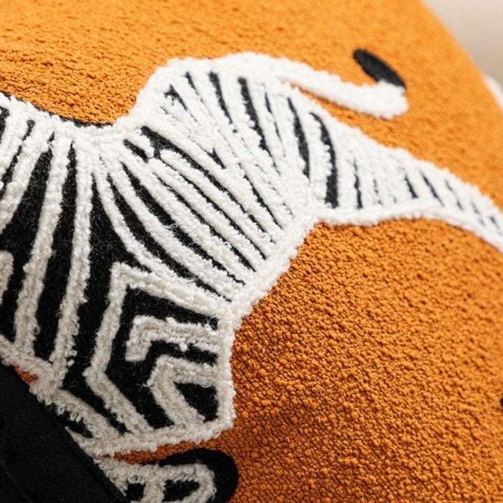 Square Embroidered Cushion Cover Zebra Dash Design