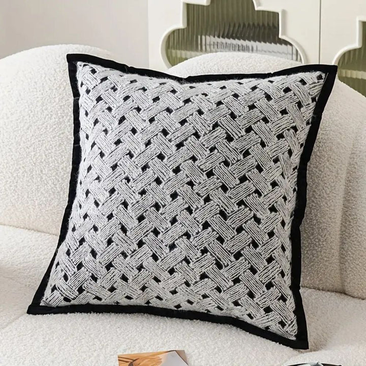 Square Embroidered Cushion Cover Zebra Dash Design